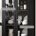 thumbnail image 2 of Furnihold 71" Farmhouse Tall Arched Storage Cabinet, Freestanding Cabinet with Glass Doors, Arched Storage Cabinet Decent Cabinet for Kitchen Pantry, Dining Room, 2 of 6