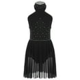thumbnail image 3 of CHICTRY Lyrical Dance Dress for Girls Halter Rhinestone Tank Leotard Tulle Skirts Ballet Dancewear Black 16, 3 of 7