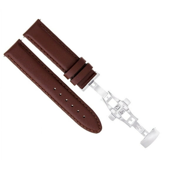 22MM LEATHER BAND STRAP FOR OMEGA SEAMASTER WATCH   DEPLOYMENT CLASP LIGHT BROWN