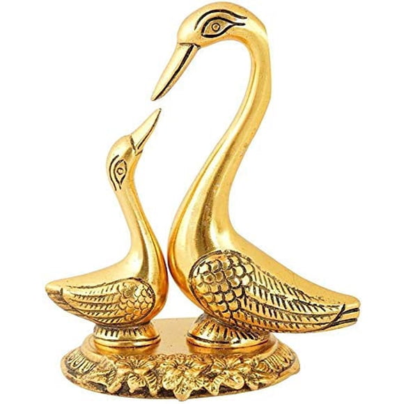 Handcrafted Pair Of Swan Duck Showpiece Idol, Vastu Decorative Showpiece, Brass, Gold, For Home Décor & Gift Purpose, Occasion, Handmade, Great Gifts Ideas - 1 Pair Of Kissing Duck Showpiece