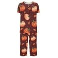 thumbnail image 4 of Tnhcen Women's Festive Halloween Print Pajamas Set 2pc Comfy Short-Sleeve Capri Pants Pjs with Pockets Set Spooky Cute Nightwear Home Clothes S-3XL, 4 of 4