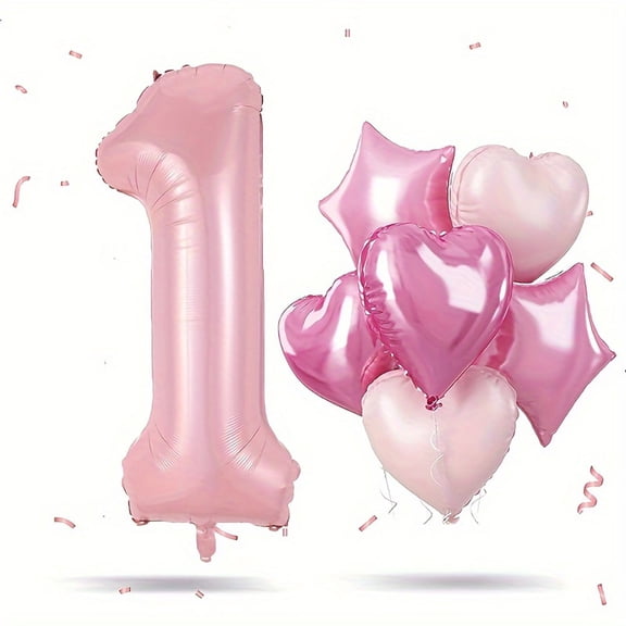 The pink macaron heart-shaped and number balloon set is suitable for birthday parties and celebrations.