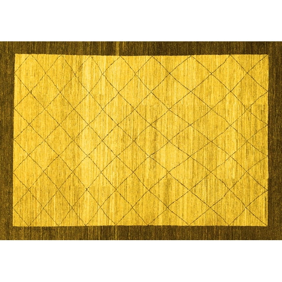 Ahgly Company Machine Washable Indoor Rectangle Abstract Yellow Modern Area Rugs, 5' x 7'