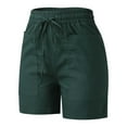 thumbnail image 2 of Vedolay Women's Drawstring High Waist Solid Color Shorts with Pockets,Army Green L, 2 of 5