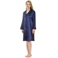 thumbnail image 2 of Leisureland Satin Buttoned Robe Nightshirt Boyfriend Style Sleep Shirt, 2 of 3