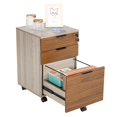 thumbnail image 3 of JJS 3 Drawer Rolling File Cabinet Wooden Storage with Lock & Wheels Brown Drawer, 3 of 5