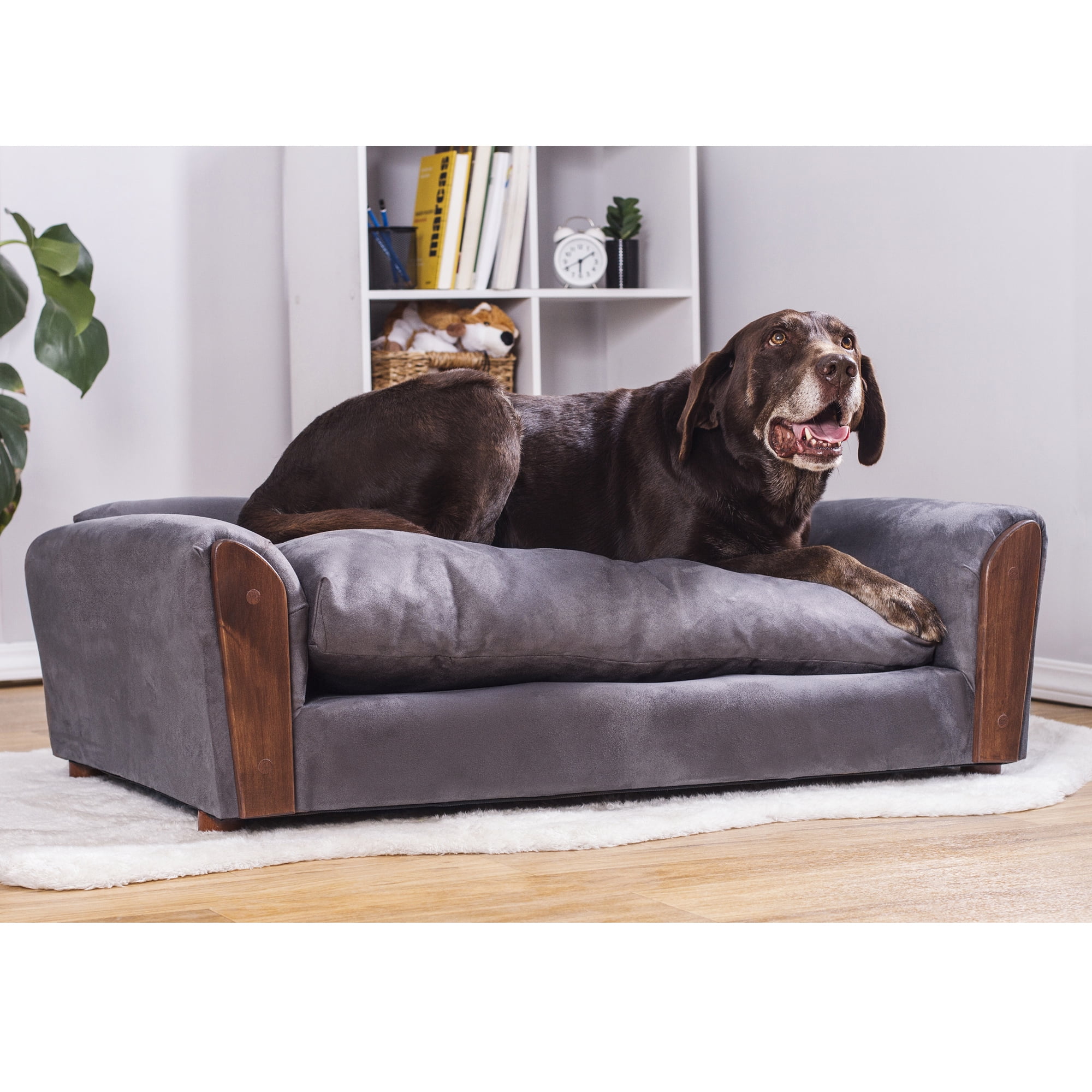 Moots VIP Microsuede Oak Couch Dog Bed, Charcoal, Large