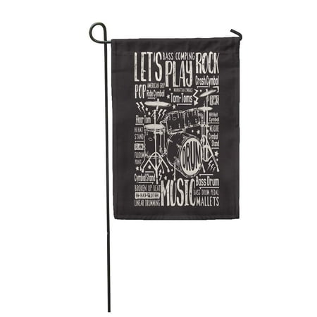 SIDONKU Vintage Music Rock Drums Tee Graphics Drummer Text Garden Flag Decorative Flag House Banner 12x18 (Top 10 Best Rock Drummers Of All Time)