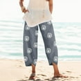 thumbnail image 2 of Yuanlong Womens Pants Dandelion Print Elastic Waist Lightweight Loose Fit Trousers Wrap Split Hem Casual Vacation Travel Pants, 2 of 7
