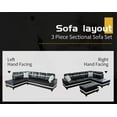 thumbnail image 3 of Ainehome Furniture Leather Sectional Sofa, 3 Piece L Shaped Living Room Couch Sets with Chaise Storage Ottoman and Pillows, 3 of 7