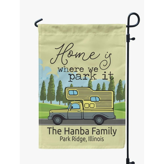 Printtoo Tan Home Is Where We Park It Class C Motorhome CampingFlagCustom Personalized Camping Flags For Campers Double Sided CampsiteFlag