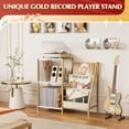 thumbnail image 3 of Olakee Record Player Table, with 3-Tier Vinyl Storage for 220 Albums, for Living Room Music Room Study, Gold and White, 3 of 8