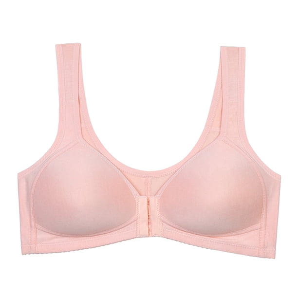 Gibobby Brasier con Cierre Frontal Push Up Ropa interior grande para mujer, camiseta sin mangas fina, botón frontal, sujetador Universal para mamá sin anillos(Rosa,95)
