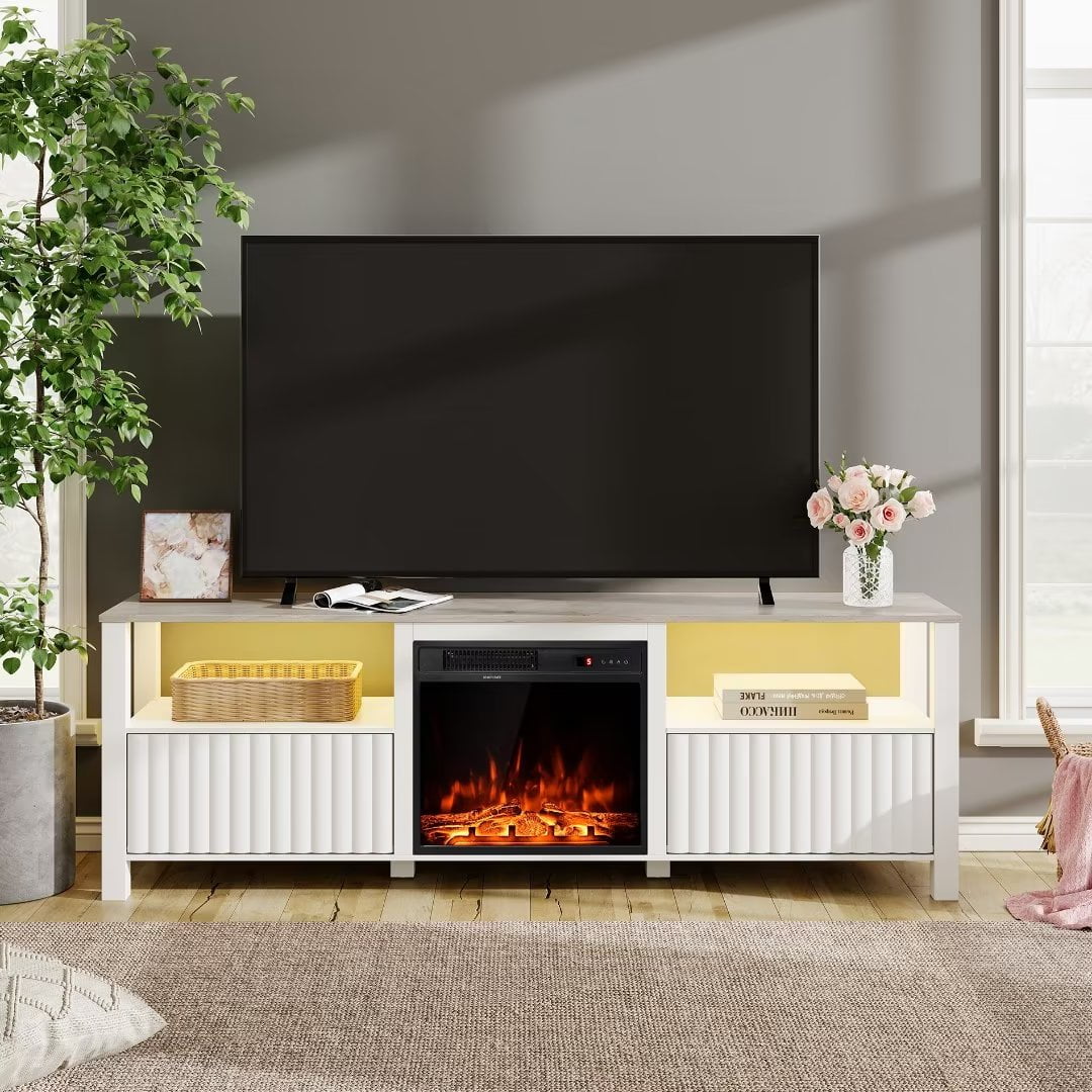 WAMPAT Fireplace TV Stand for 75 Inch TV Entertainment Center, White LED  Farmhouse Wood TV Console Table for 80/70/65 inch TV with 4 Storages for  Living Room, 70'' | Walmart Canada