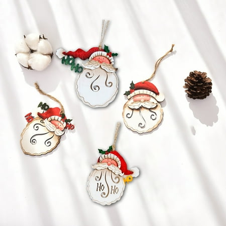 

Christmas Tree Pendant Adorable Hand Painted Bright Color Gifts Crafts Scene Layout Wooden Home Canteen Decor Hanging Xm