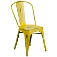 thumbnail image 1 of Distressed Yellow Metal Indoor-Outdoor Stackable Chair, 1 of 9
