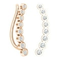 thumbnail image 2 of 0.60 Carat (ctw) 18K Rose Gold Round Cut White Diamond Ladies Journey Curved Climber Earrings, 2 of 4