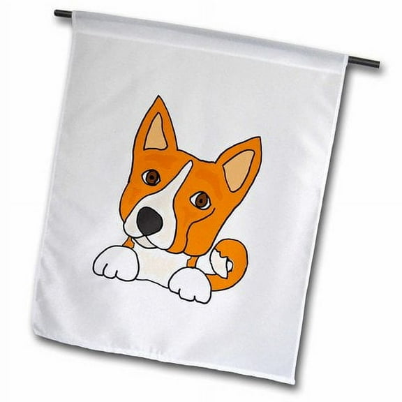 3dRose, Funny Cute Basenji Puppy Dog Art, 12 x 18 inch Garden Flag