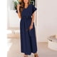 thumbnail image 1 of Puntoco Vestido De Manga Corta Con Cuello En V, Vestido De Tiras Con Cuello En V De Manga Corta De Primavera Y Verano Para Mujer De Moda Azul Marino M, 1 of 6