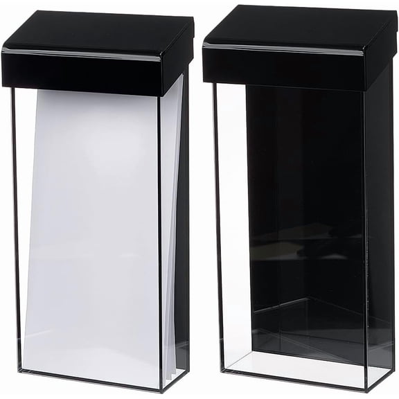 2Pcs Acrylic Outdoor Brochure Holder 4x10 Inch Black Waterproof Wall Mount Literature Box with Lid Clear Wall Mounted Takeout Menu