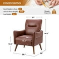 thumbnail image 5 of Faux Leather Upholstered Accent Chair Set of 2 Tufted Armchair Lounge Sofa Wood Legs Living Room Office Brown, 5 of 10