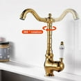 thumbnail image 5 of Retro Basin Faucet Antique Mixer Tap Lavatory Mixer Tap Sink Mixer Tap Single Hole Tall Bathroom Faucet - golden, 5 of 6