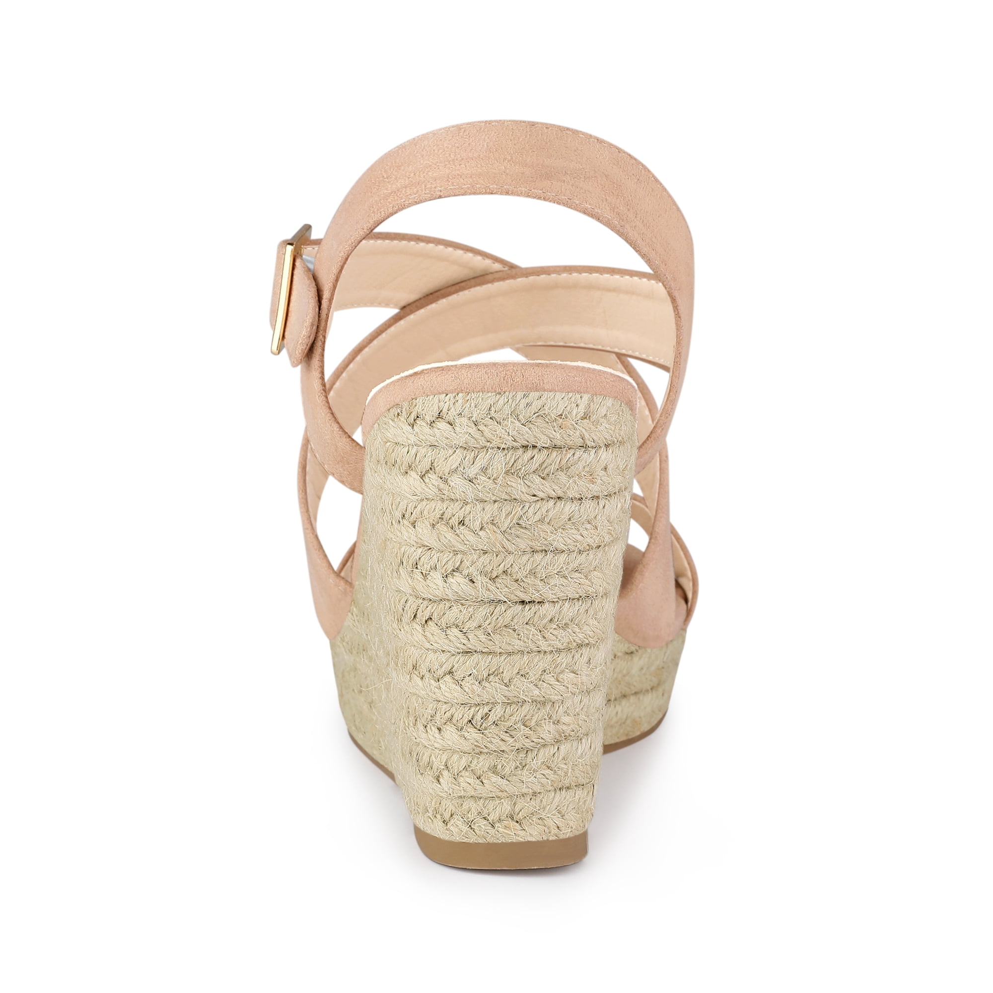 DARING DIVA Women's Stylish Espadrilles Platform Slingback Wedges Sandals Nude 8.5