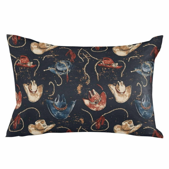Brown Black Red Blue Cowboy Throw Pillow Cover 20 x 26 Inch Decorative Pillow Cover Country Western Vintage Lumbar Pillowcase Seasonal Rectangle Cushion Case for Couch Sofa Bed Living Room