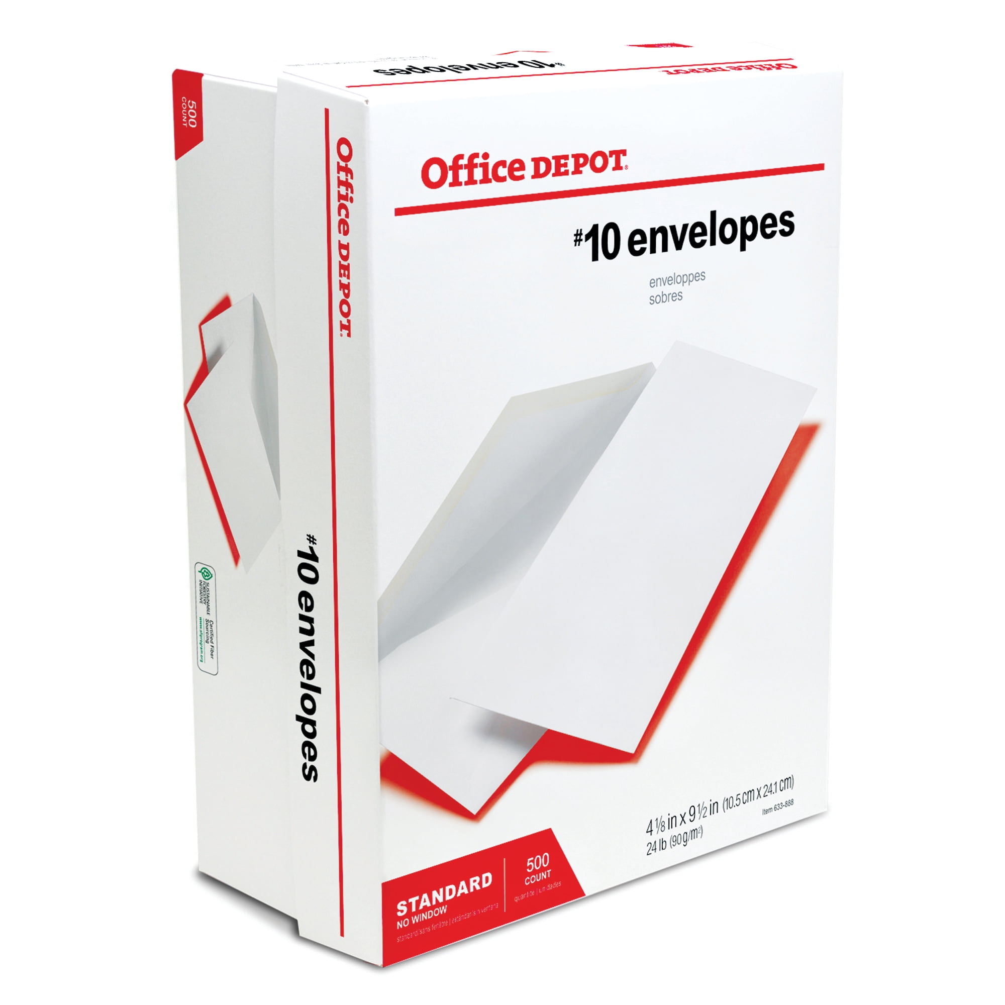 Office Depot All-Purpose Envelopes, #10 (4 1/8in. x 9 1/2in.), White, Box  Of 500, 12010 