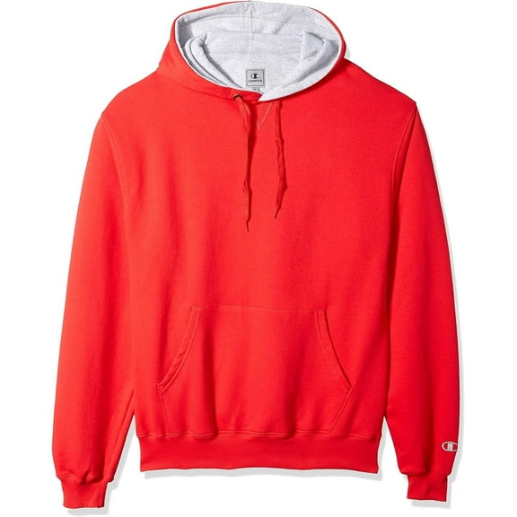 Champion Men's Cotton Max Pullover Hoodie, Team Scarlet, Small