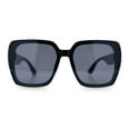thumbnail image 5 of Womens Retro Trendy Large Rectangular Butterfly 90s Fashion Plastic Sunglasses All Black, 5 of 8