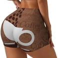 thumbnail image 1 of Fotbe Coffee Cafe Cup Shorts Sin Costuras – Shorts Deportivos de Cintura Alta para Mujer, Elásticos para Gimnasio, Yoga, Running o Ciclismo-Small, 1 of 8