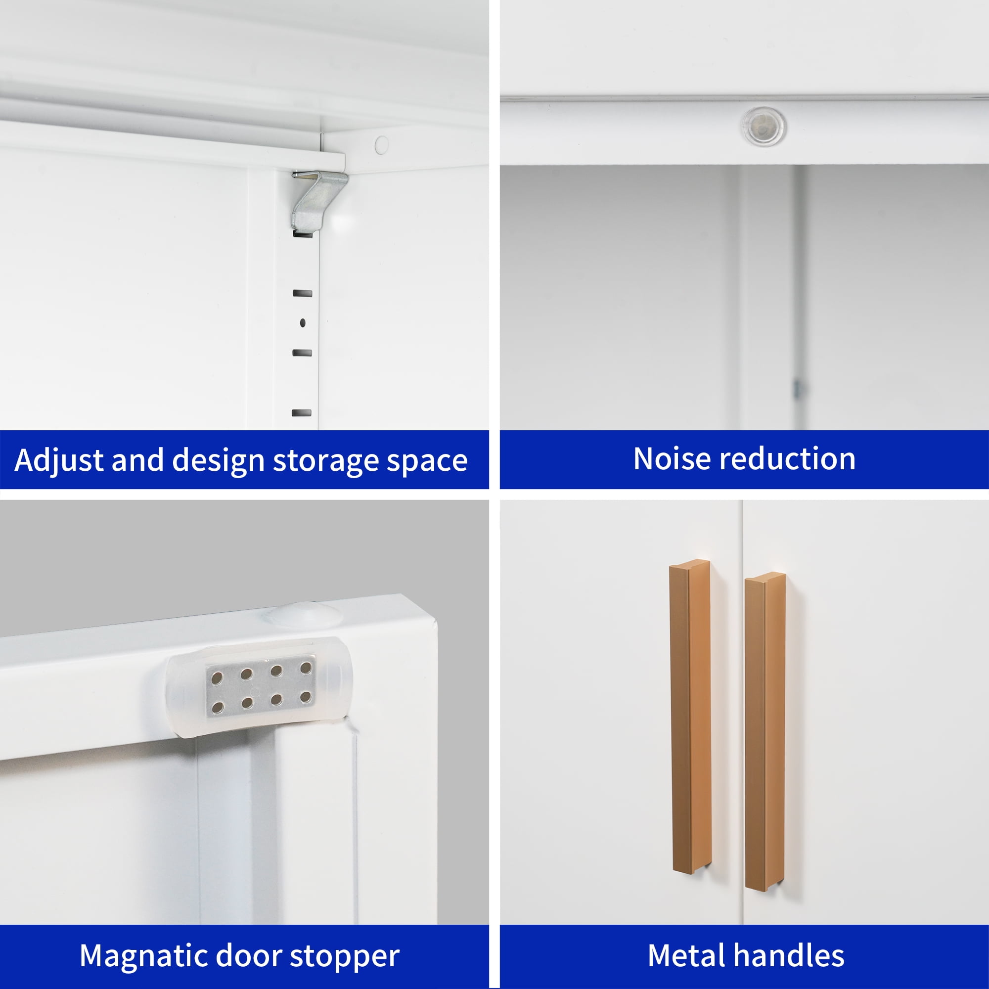 GUTALOR Metal Storage Cabinet with 2 Doors and 2 Adjustable Shelves, Steel Lockable Garage Storage Cabinet, Metal File Cabinet for Home Office School Gym, White