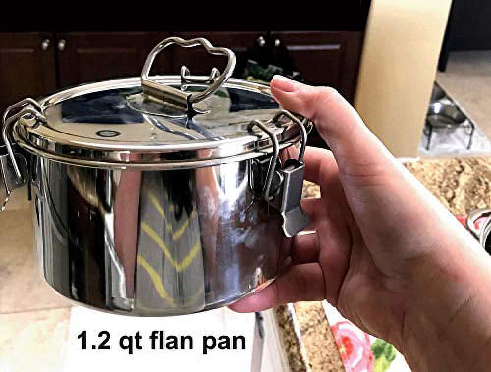 Moule à Flan En Acier Inoxydable - 19x19x7,5 Cm - Avec Couvercle - Pour Flan, Quesillo, Pudding