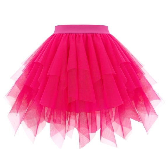 Skirts for Women Irregular Layered Netted Short Skirt for Spring and Summer High Waisted Puffy Egg Shape Mid Length Skirt Fashionable Everyday Red 4 L