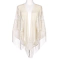 thumbnail image 2 of CHAL Y ENVOLVENTES INSPIRADORES para Vestidos de Noche, Bufandas de Encaje con Flecos en Forma de Triángulo con Borlas para Mujeres en Bodas y Fiestas Formales 74.8x28.3" Beige, 2 of 5