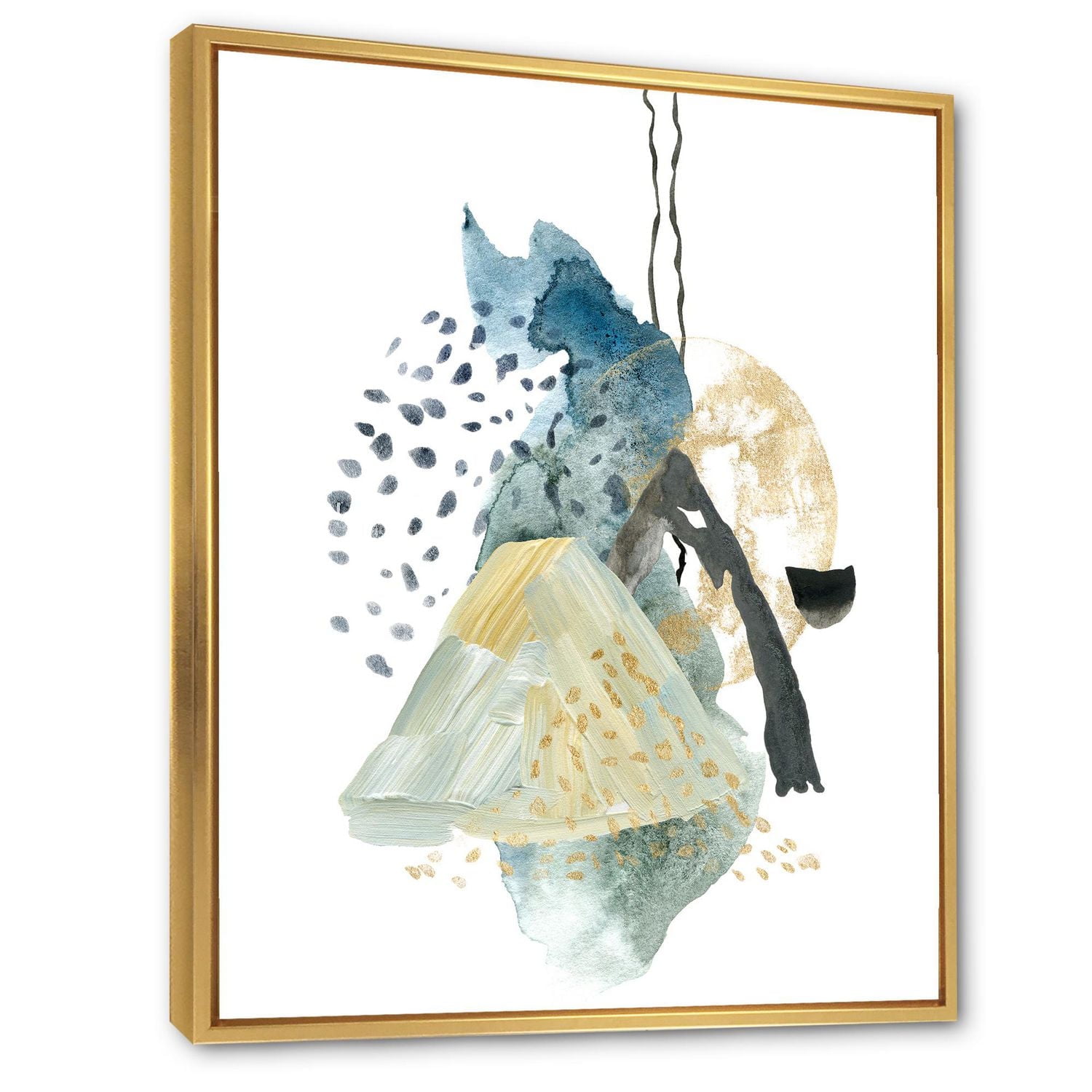 Designart Gouache Of Abstract Landscape With Mountain Moon FLOAT FRAME WALL ART