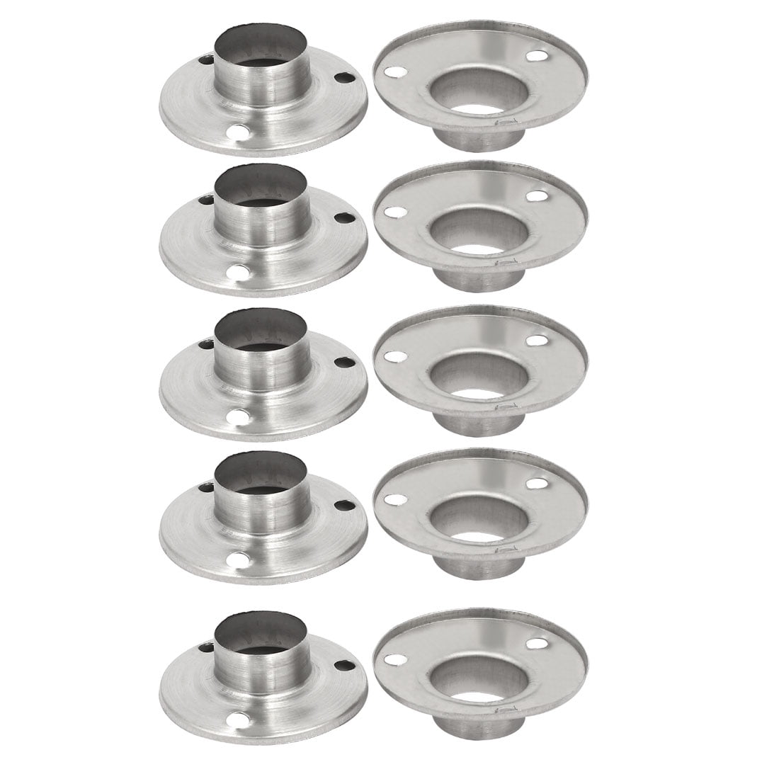 Wardrobe Stainless Steel Rail Rod End Flange Socket Supports 19mm Dia 10pcs