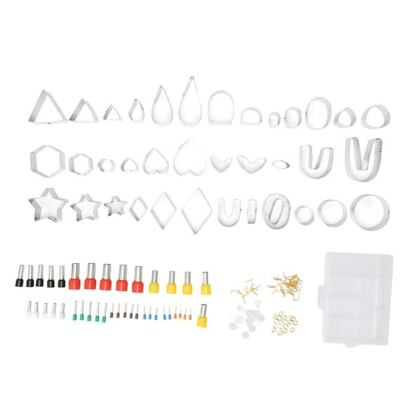126pcs Polymer Clay Cutters Set 36 Shapes Stainless Steel Clay Cutters with 40 Circle Shape Cutters 50 Earrings Accessories