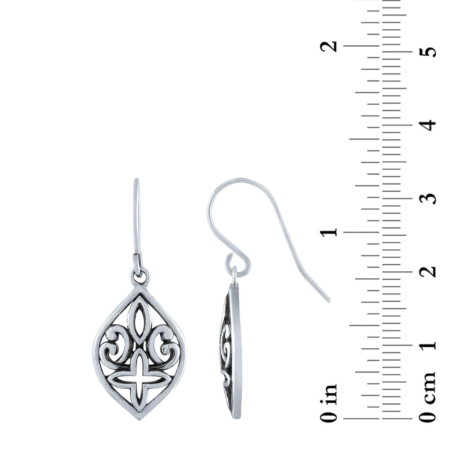 Ladies Brilliance Fine Jewelry Sterling Silver Filigree Dangle Earrings