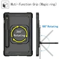 thumbnail image 6 of Kids Durable Handle Case for Samsung Galaxy Tab S9/S9 FE, Silicone PC Heavy Duty Protection 360 Rotating Ring Stand/Adjustable Shoulder Strap for Samsung Galaxy Tab S9/S9 FE, Black, 6 of 8