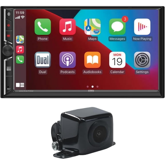 Dual DCA73W-BC 7" Wireless CarPlay Android Auto Double DIN | Camera Included