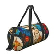 Fotbe Stained Glass Cat Art Pattern Foldable Sports Gym Bag with Wet