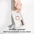 thumbnail image 5 of for Samsung Galaxy S22 Case with Ring Holder Stand Luxury Glitter Plating Gold Edge 360 Rotation Kickstand Phone Case for Women Shockproof Soft Flexible TPU Protective Cover Case-White, 5 of 12