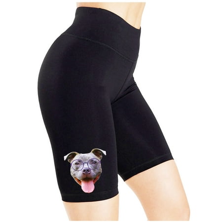 

Junior s Chest Nerdy Pitbull Black Biker Shorts Leggings One Size + (XL-3XL)
