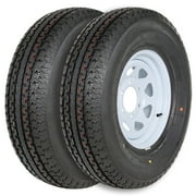 1Autodepot ST225/75R15 225 75R15 Radial Trailer Tire With Wheel, 6 Lug 10-Ply Load Range E, Set of 2
