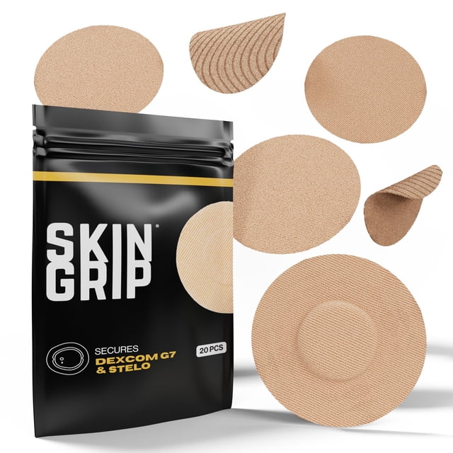 Skin Grip Adhesive Patches Compatible with Dexcom G7 & Stelo CGM â?? Waterproof & Sweatproof Cover for Continuous Glucose Monitor Sensor, Stays Secu