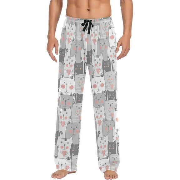 GZHJMY Cat Pajama Pants for Men, Lounge Pants Lightweight Men Pajama Bottoms with Drawstring Pockets, Christmas New Year Birthday Gifts, Medium
