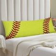 thumbnail image 2 of Sport Theme Body Pillow Cover Sports Yellow and Red Baseball Laces Softball Laces Long Pillowcase with Zipper Farmhouse Soft Cushion Covers Decorative Bedding Pillow Cases for Couch,Sofa 20"x54", 2 of 6