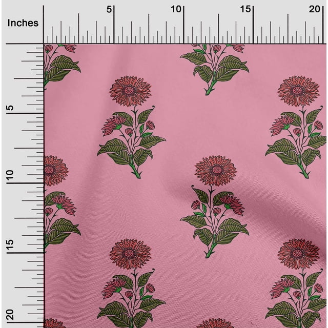 oneOone Georgette Viscose Pink Fabric Floral Block Sewing Craft Projects Fabric Prints By Yard 42 Inch Wide